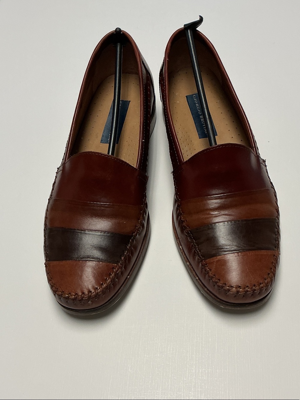 Giorgio Brutini Two-Tone Brown Leather Slip-On Loafers